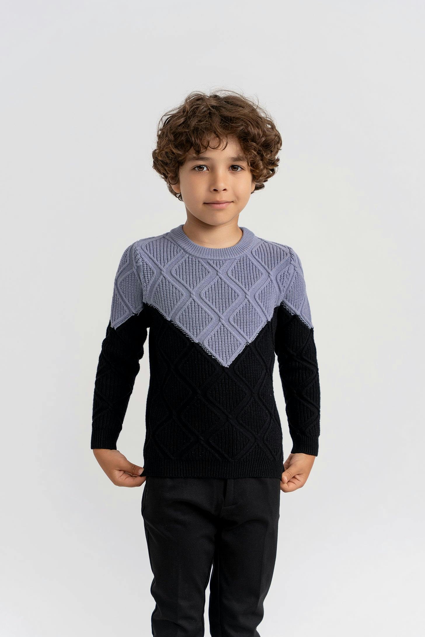 Diamond Knit Textured Long Sleeve Sweater