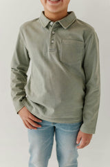 Boys Garment-Washed Collar Shirt in Iceberg