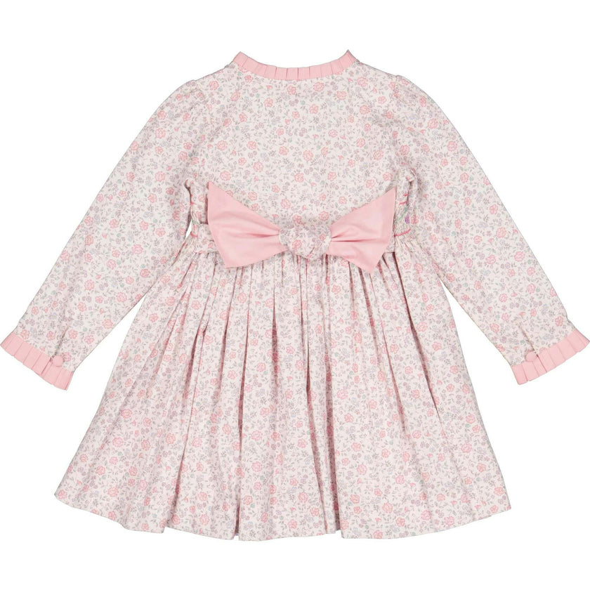 Violette Pink Floral Short Puff Smocked Dress