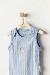 Beige and Blue Dino Bodysuits
