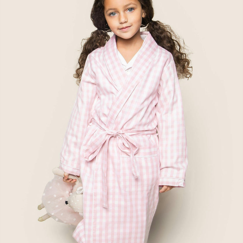 Kid's Twill Robe in Pink Gingham