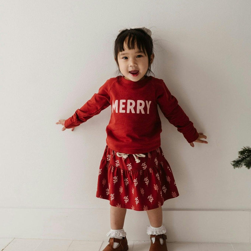 Raglan Sweatshirt Merry in Berry Red
