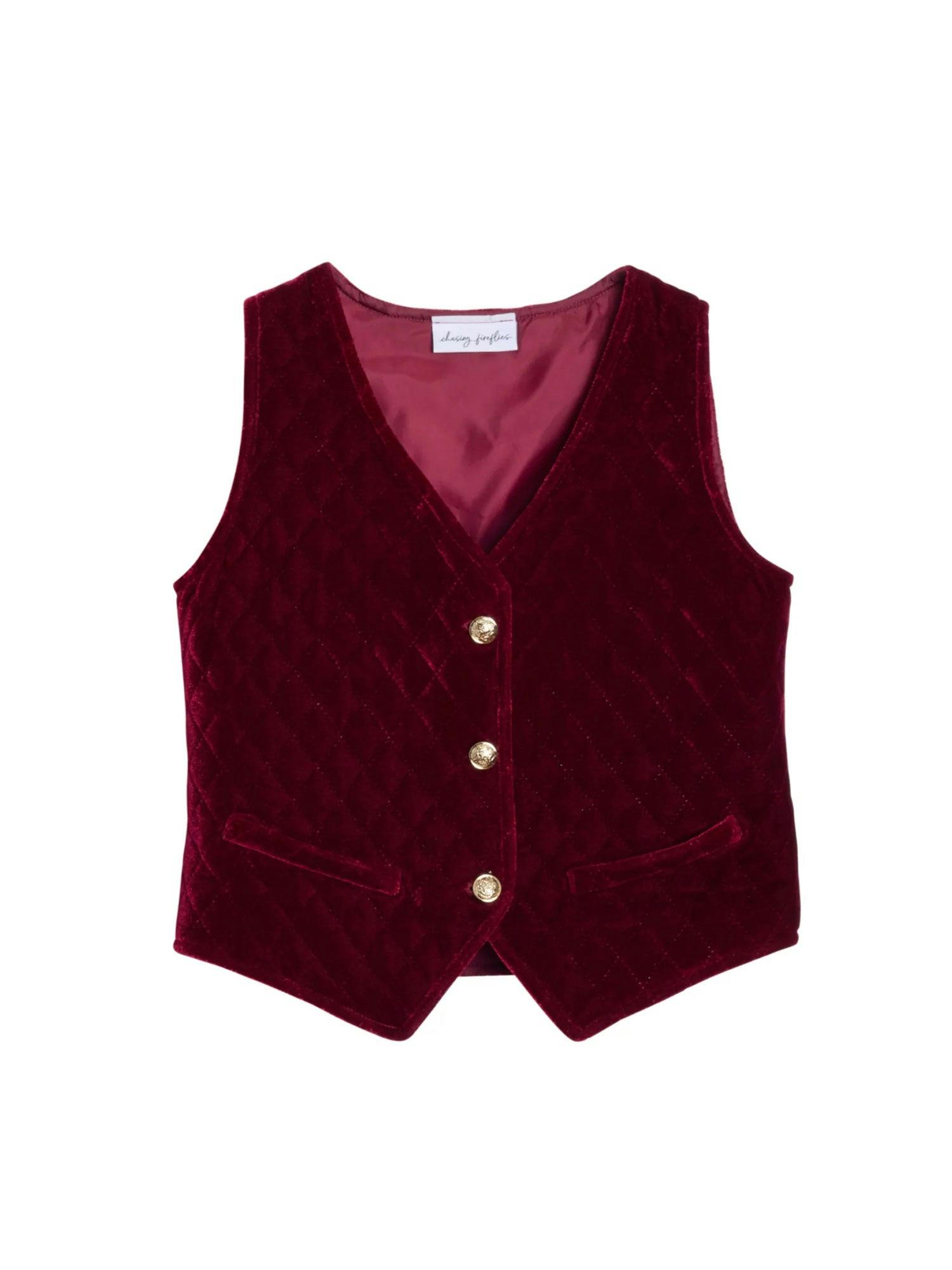 Kids Burgundy Vest Waistcoat