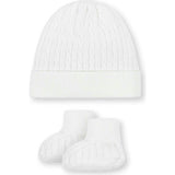 Organic Sweater Beanie and Bootie 2-Piece Set, White