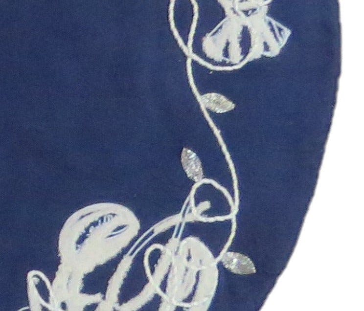 Handmade Lobsters Navy Blue Cotton Christmas Tree Skirt 60