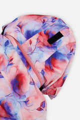 Two Piece Play Snowsuit Mauve Watercolor Floral Print With Navy Pants