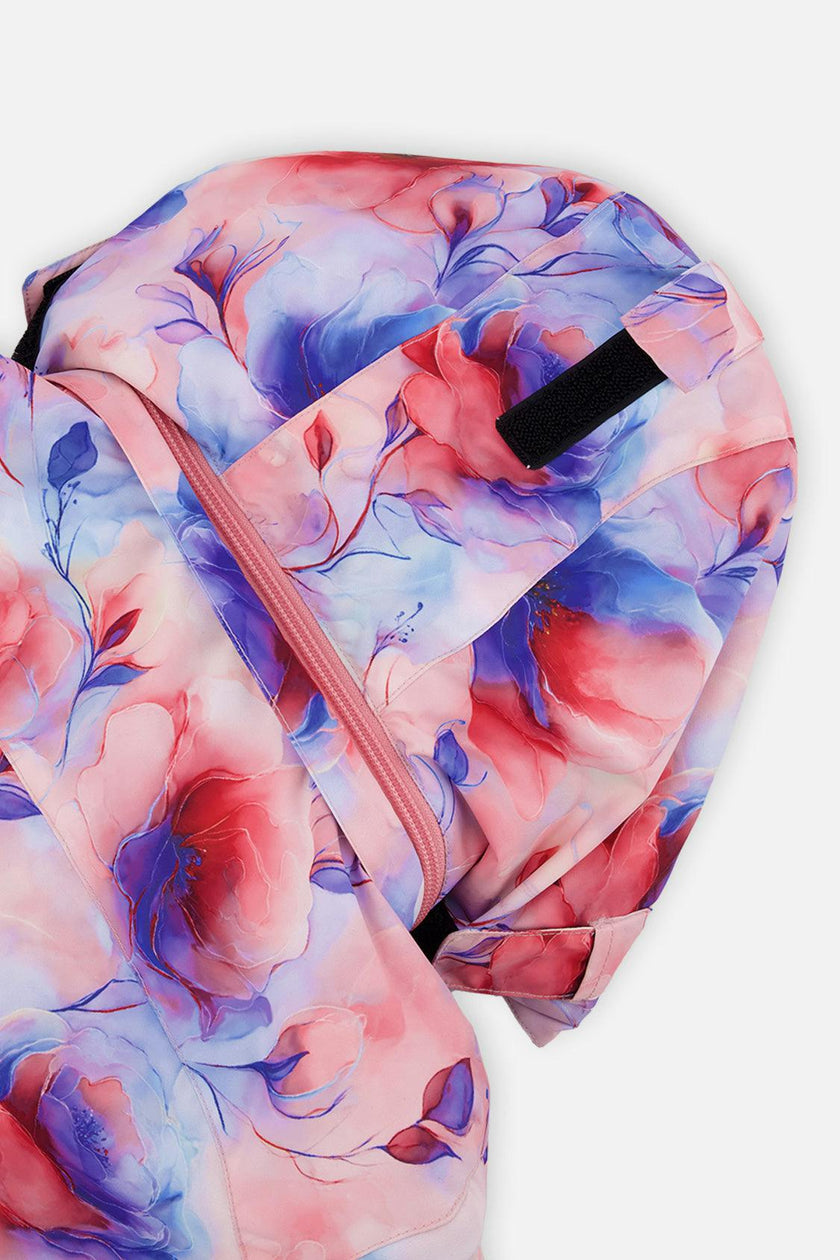 Two Piece Play Snowsuit Mauve Watercolor Floral Print With Navy Pants