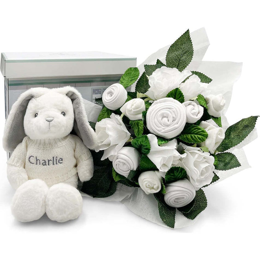 Hand Tied Baby Clothes Bouquet and Personalized