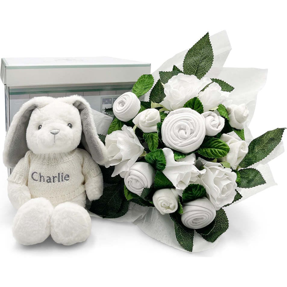 Hand Tied Baby Clothes Bouquet and Personalized