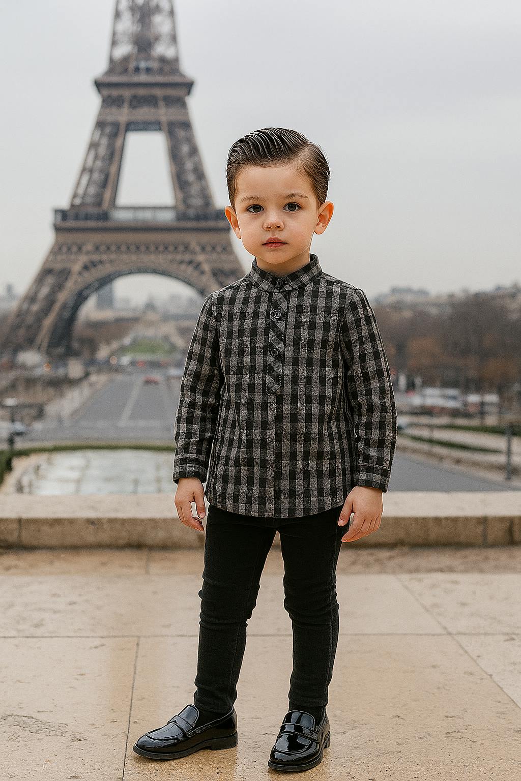 Plaid Collar Boys Shirt