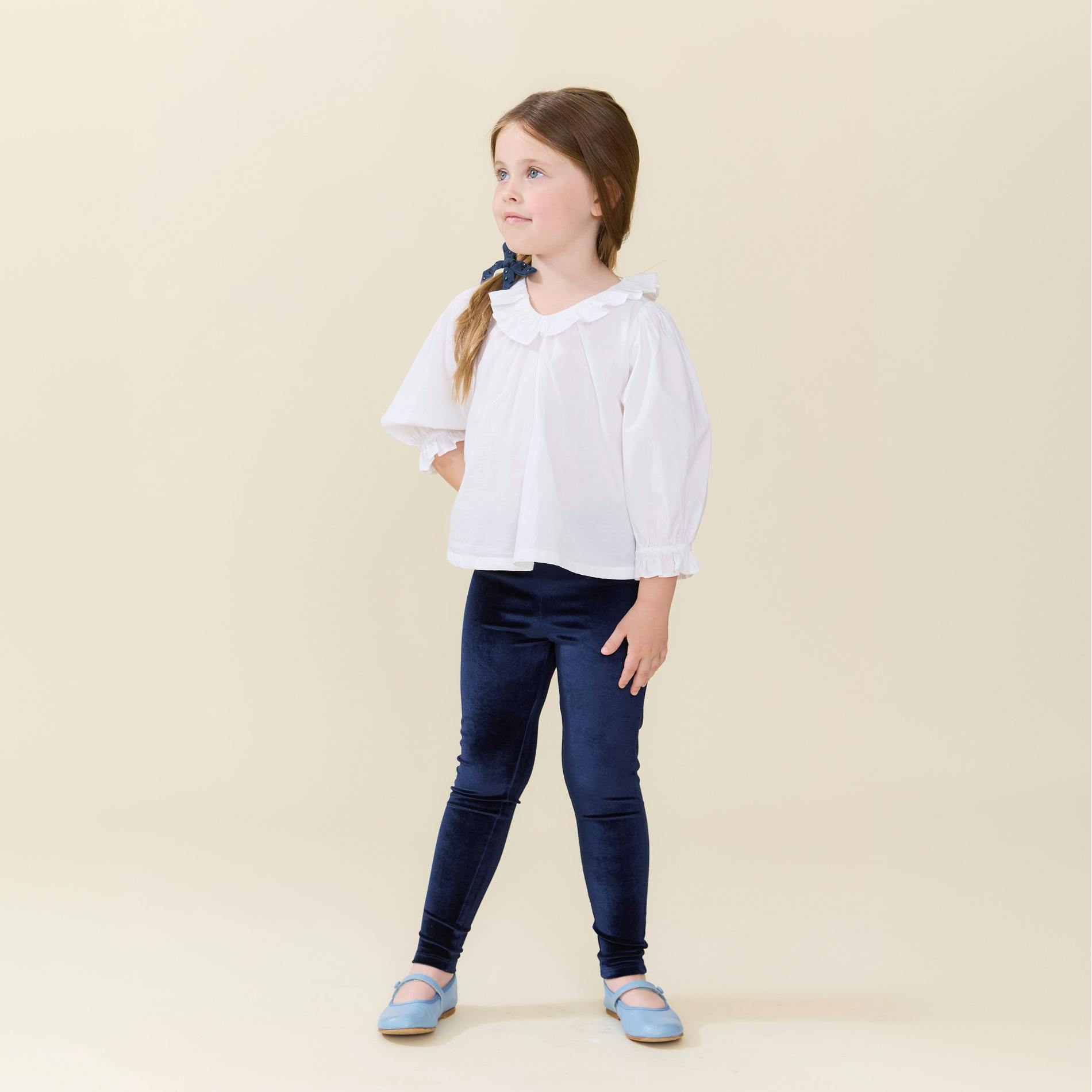 Girls Velour Legging - Navy
