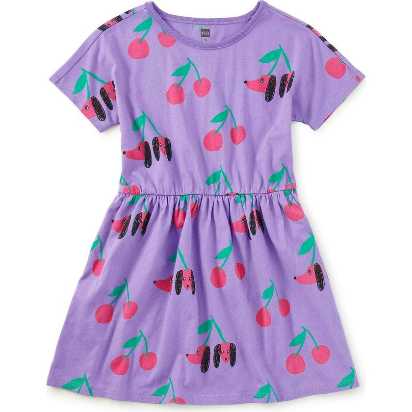 Short Sleeve Twirl Dress, Purple