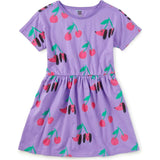 Short Sleeve Twirl Dress, Purple