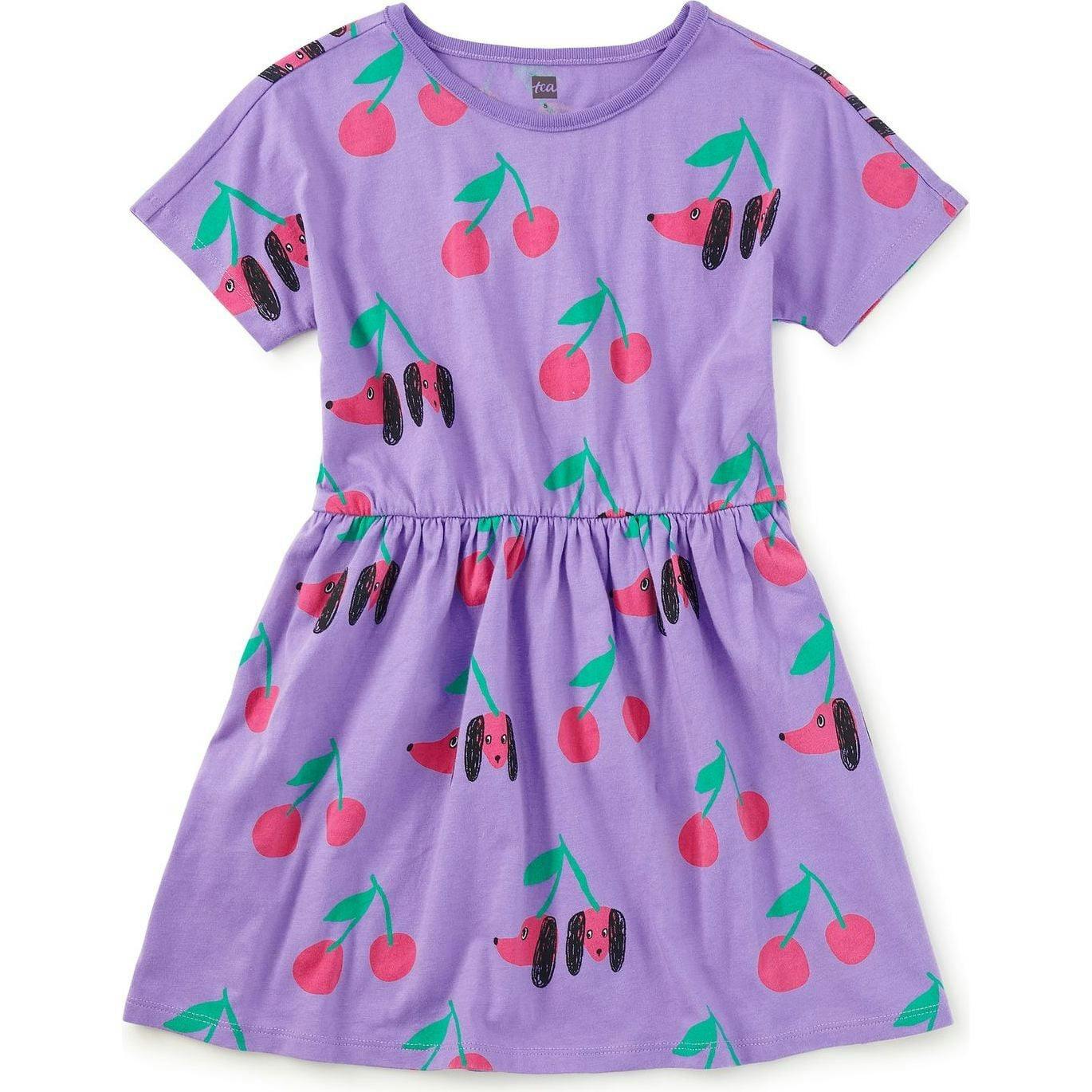 Short Sleeve Twirl Dress, Purple