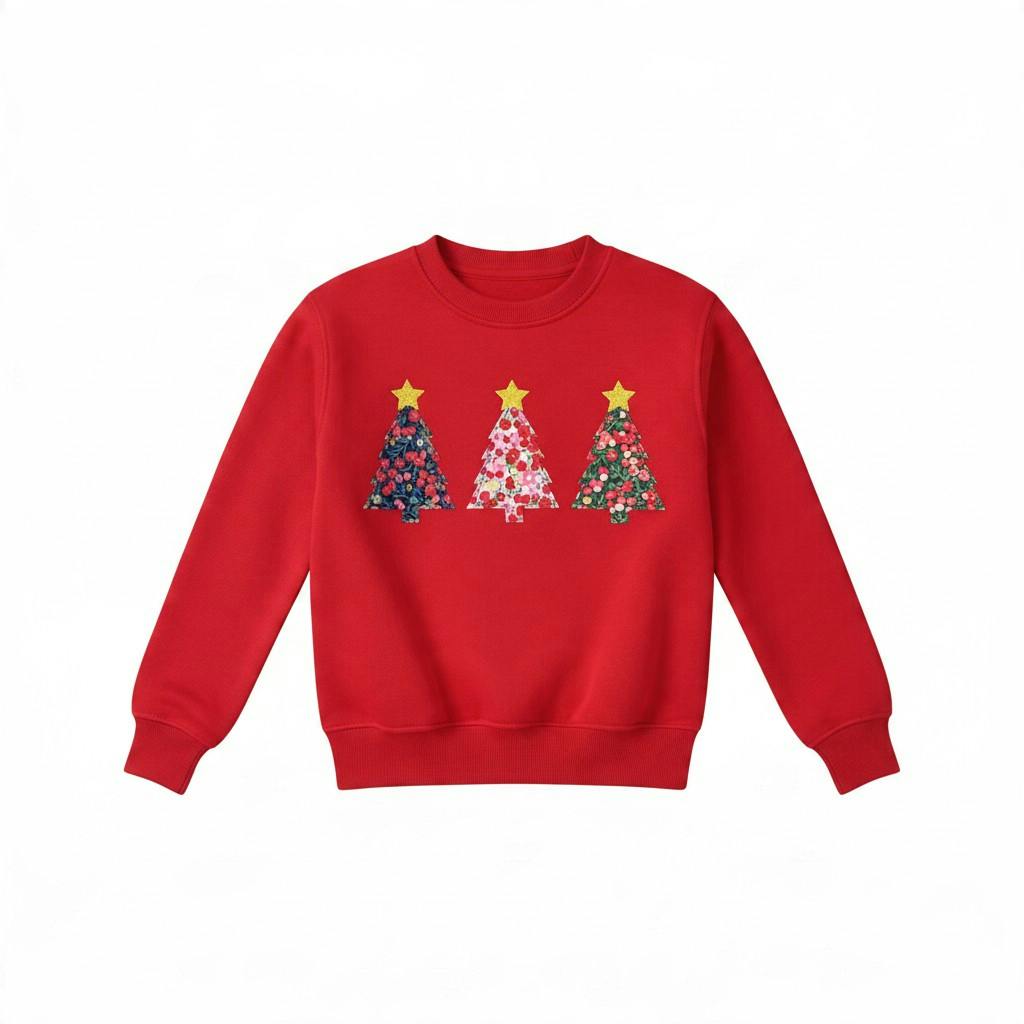 Liberty of London children's Christmas trees design red jumper