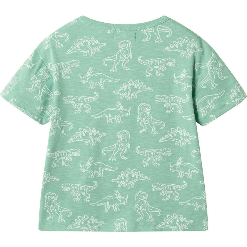 Boys Printed Henley Set | Green Dino