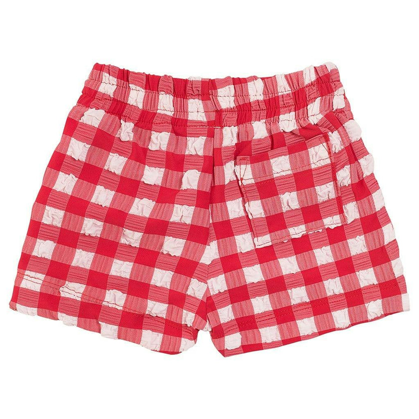 Red Gingham Mini Boardshort, Red