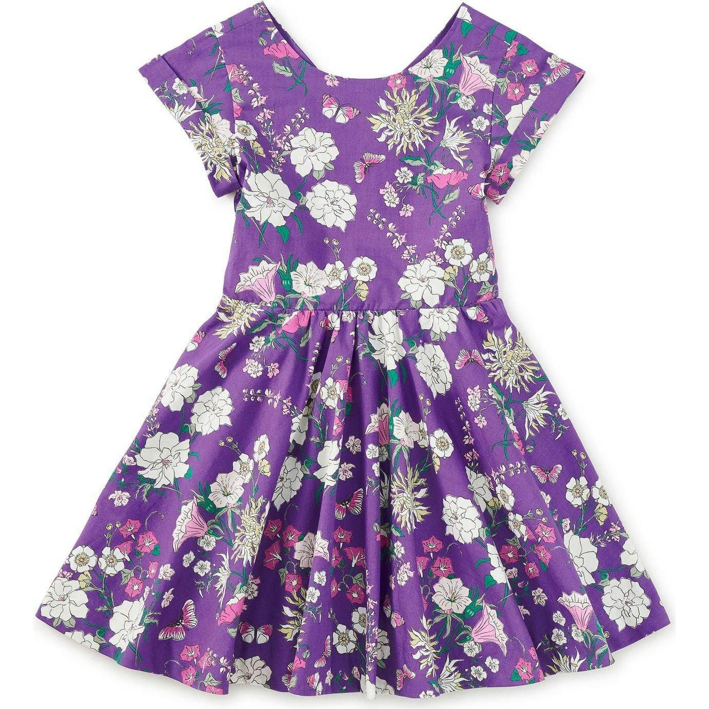 Button Back Skirted Dress, Purple
