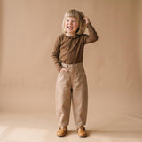 Organic Ruffle Neck Top - Brown