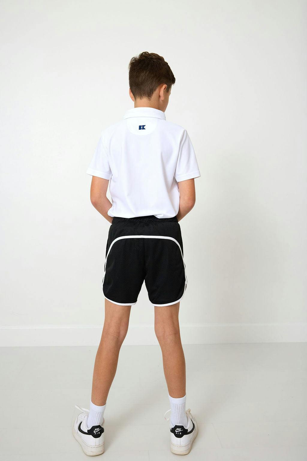 black retro mesh short