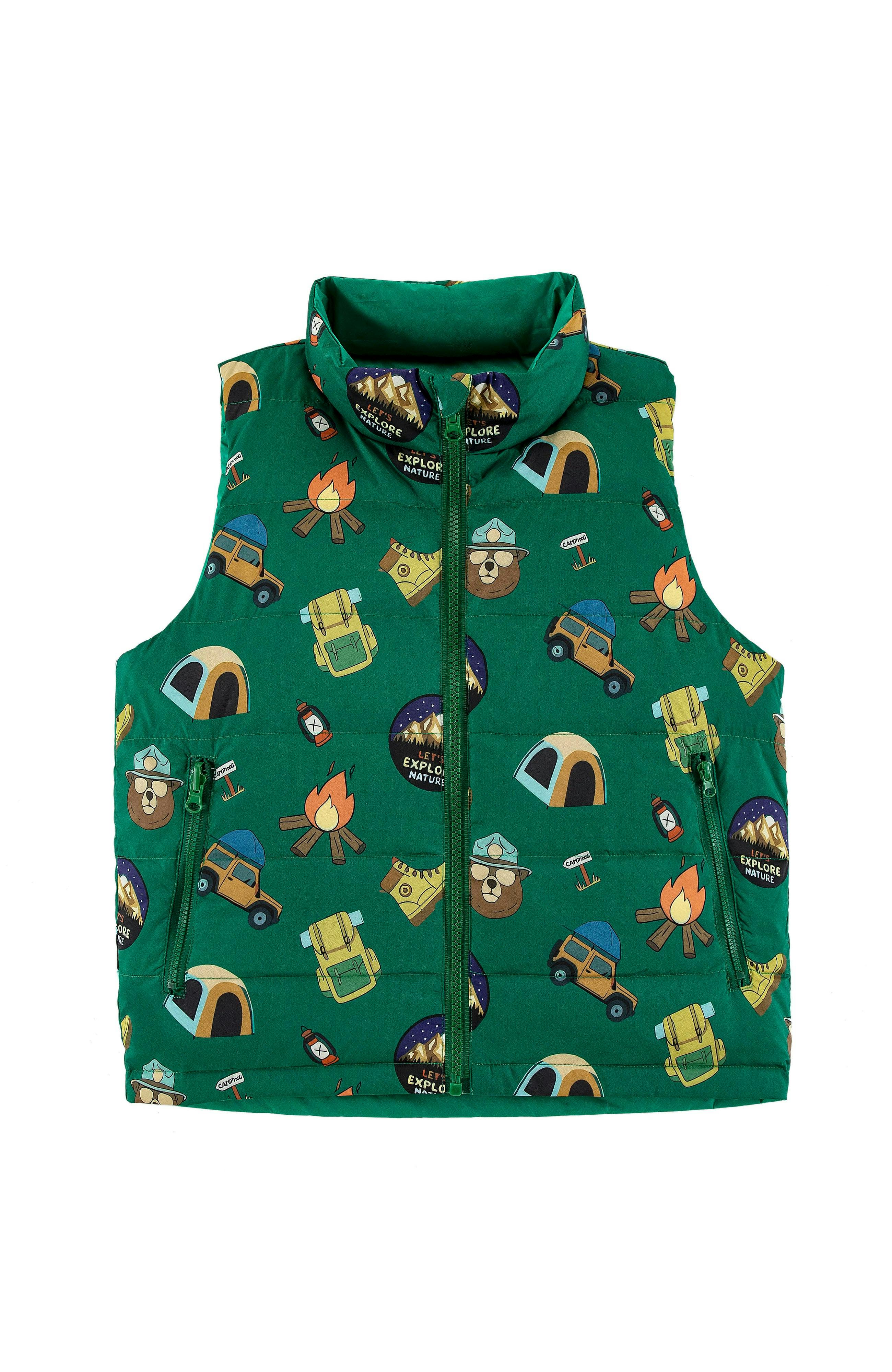 Casey Reversible Lightweight Down Puffer Vest, Camping Adventure