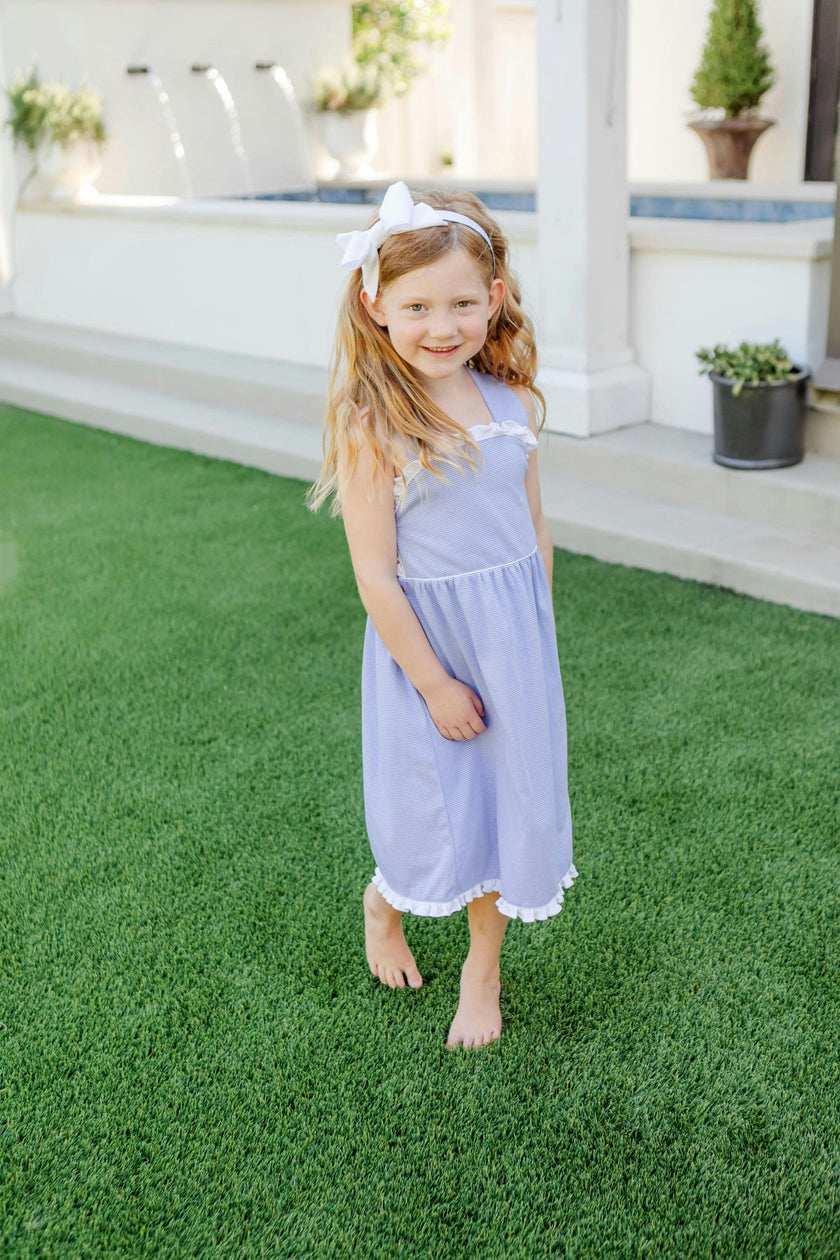 Eden Girls' Dress - Blue Stripes