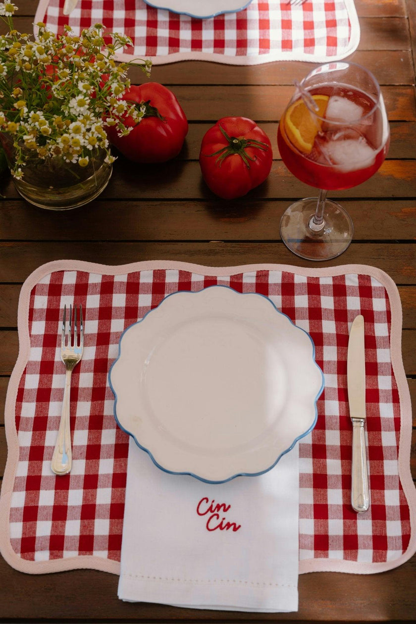 'Cin Cin' Linen-Cotton Hemstitch Dinner Napkins, Set of 4