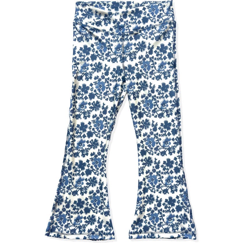 High Waisted Flared Leggings in Block Flower