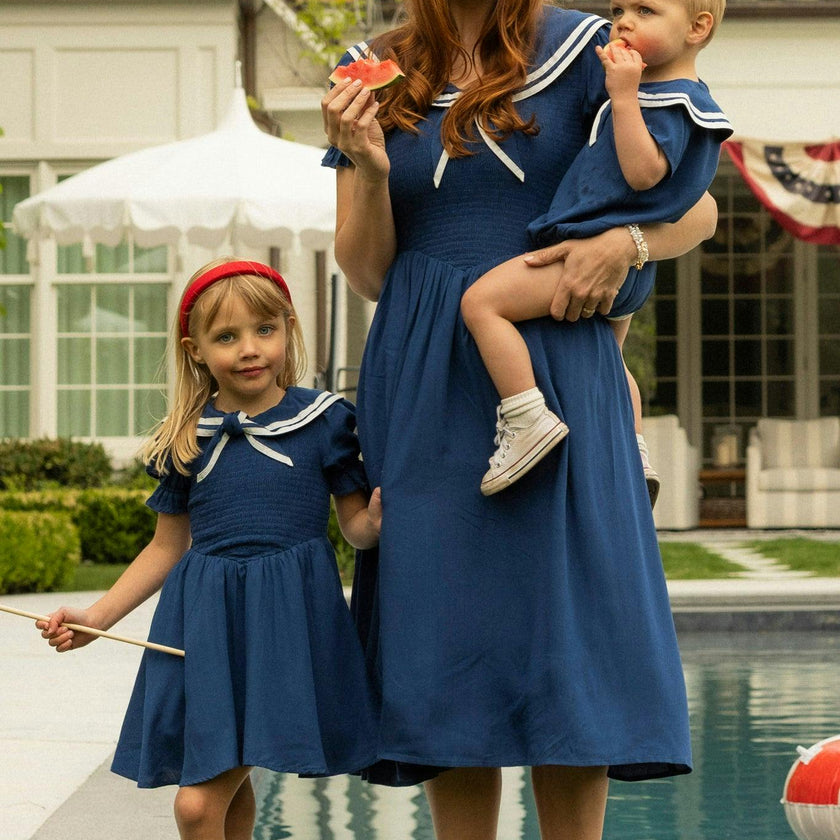 Baby Sailor Romper in Navy
