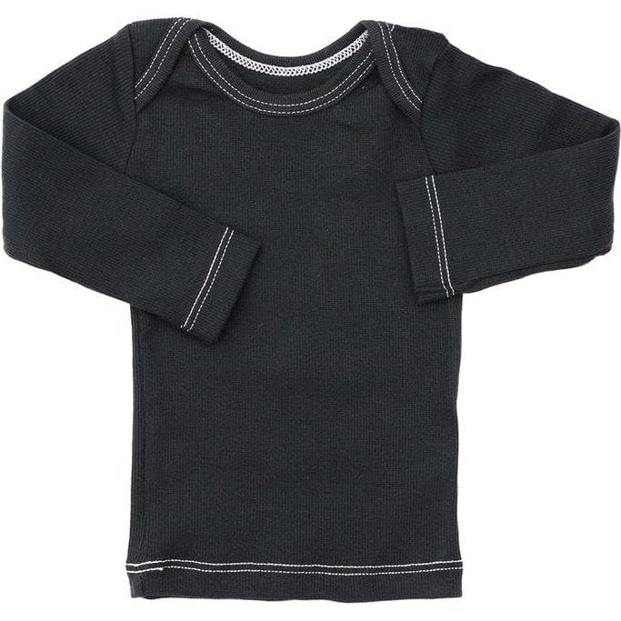 Rib Lap Shoulder Tee Long Sleeve Charcoal