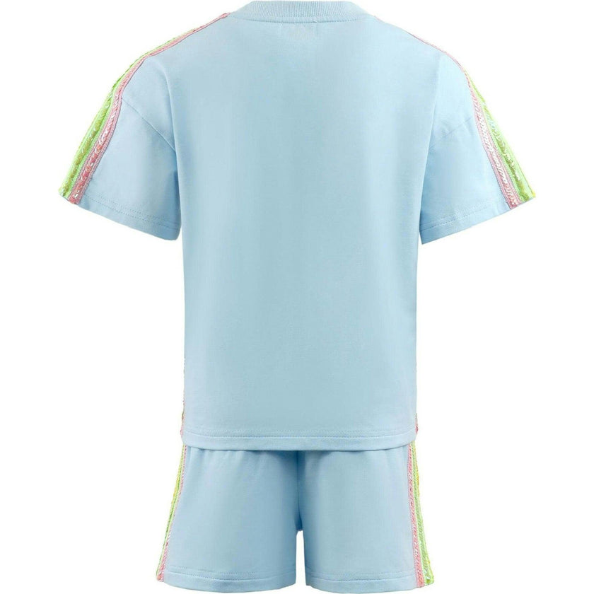 Blue Rainbow Stripe Short Set
