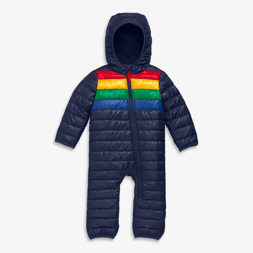 Baby stripe lightweight puffer suit