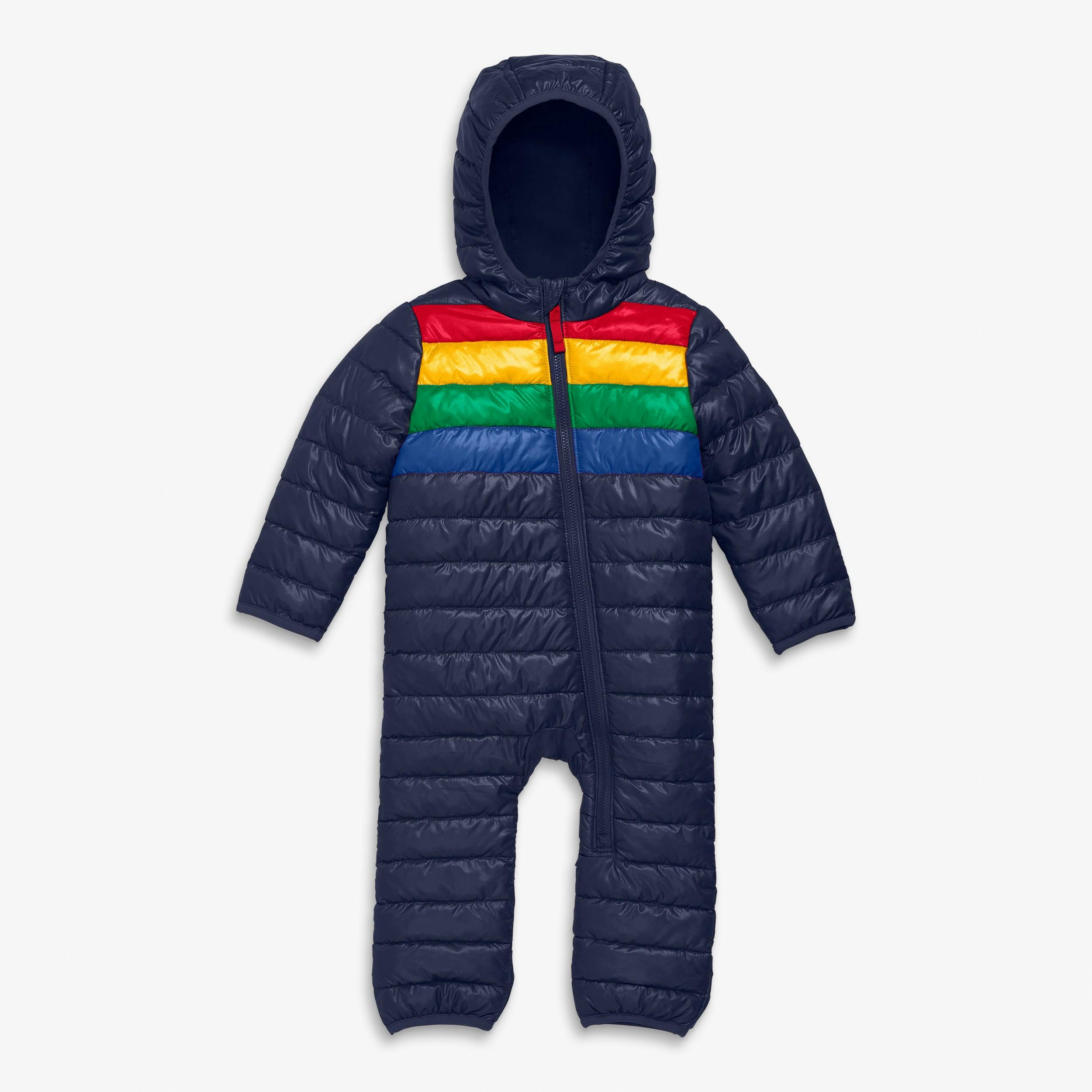 Baby stripe lightweight puffer suit