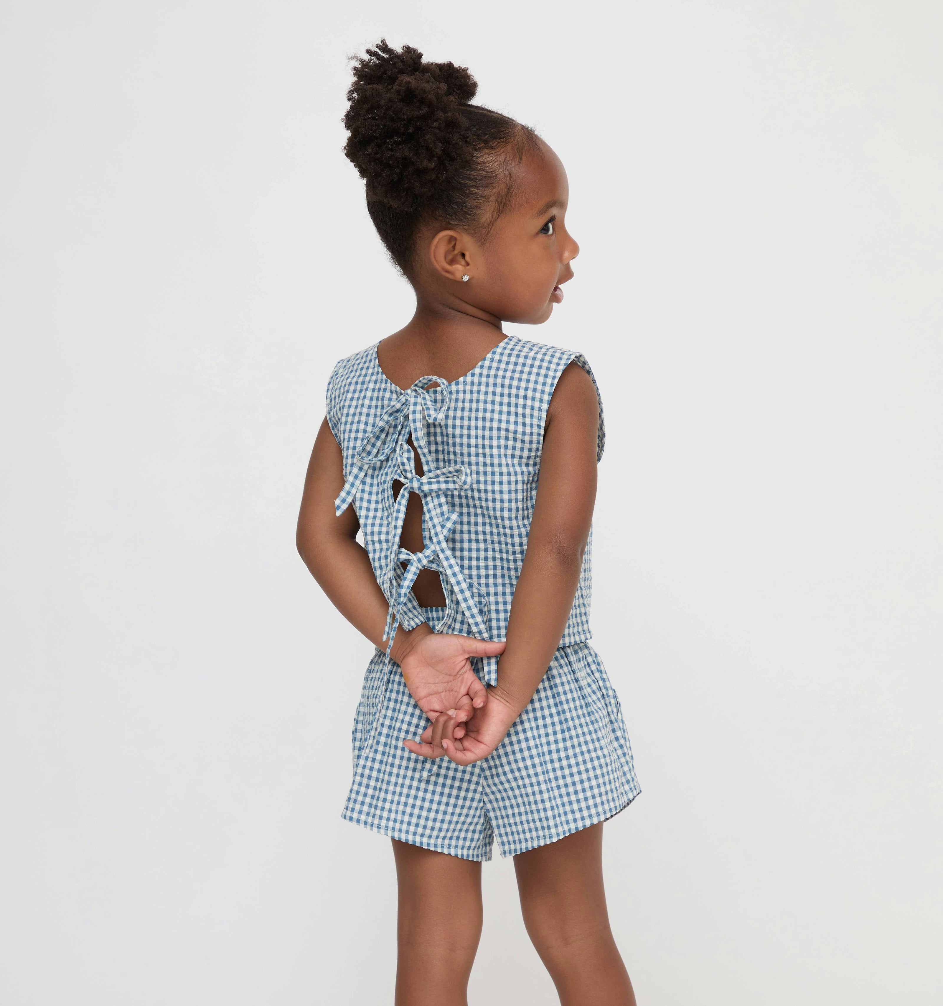 The Tiny Dylan Short Set - Lagoon Gingham