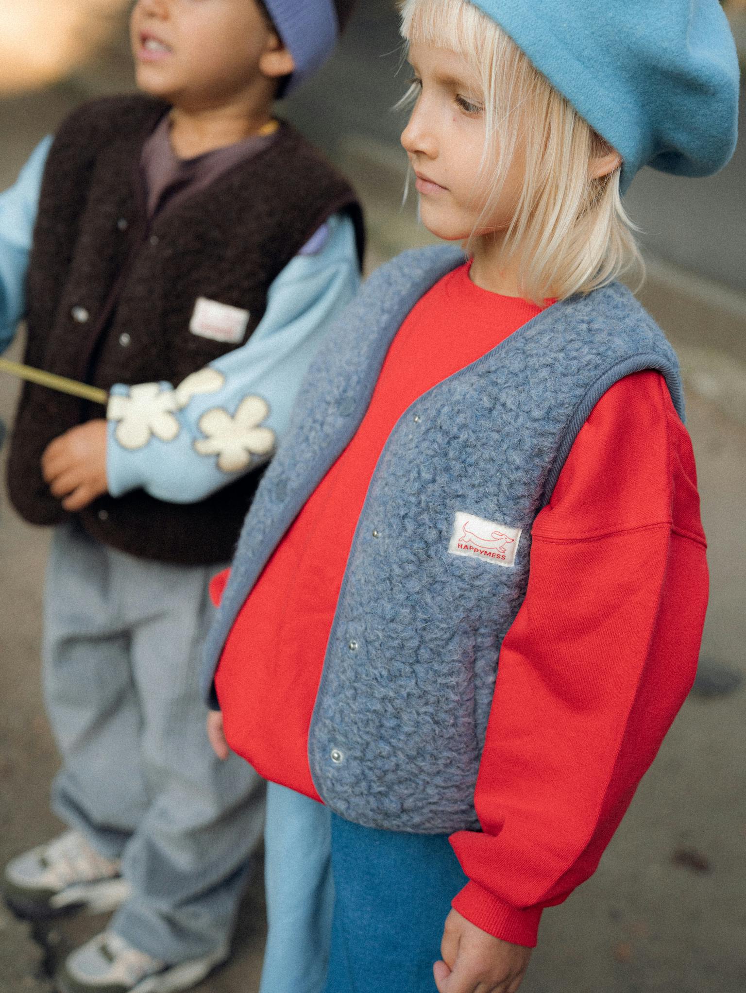 children's merino wool vest - baltic