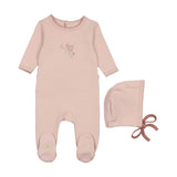 Heirloom Blossom Footie & Hat Set Ivory & Pink