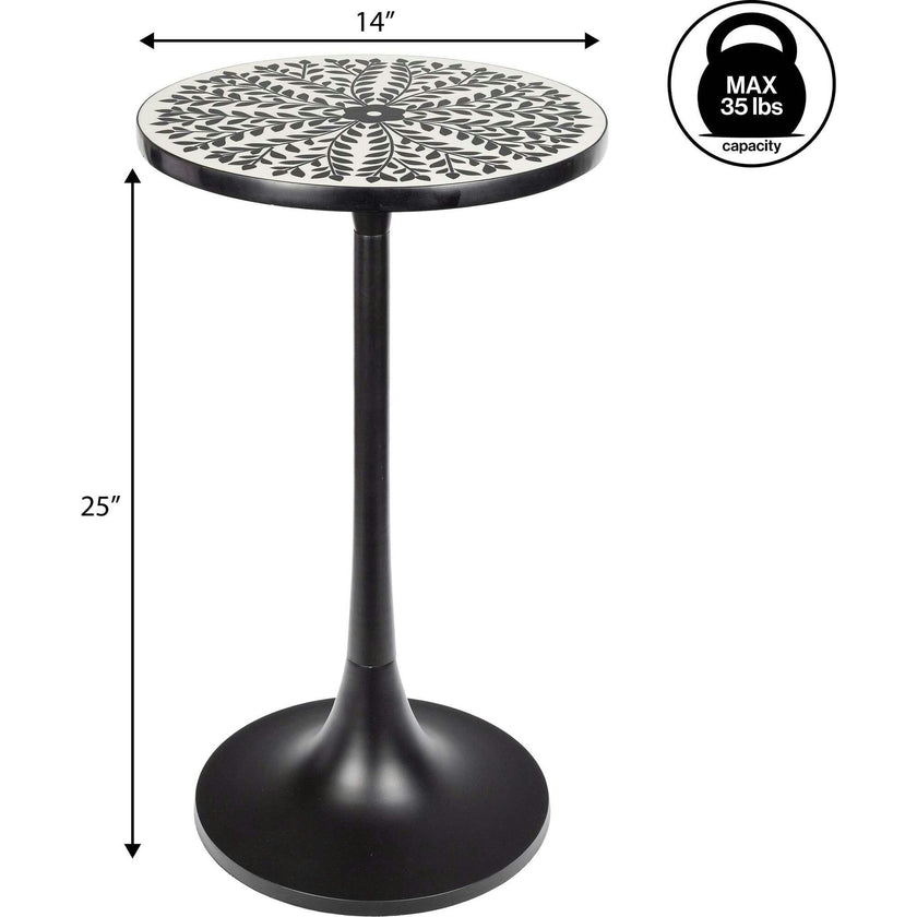 Nysha 25" Modern Bohemian Metal/Resin Inlay Top End Table