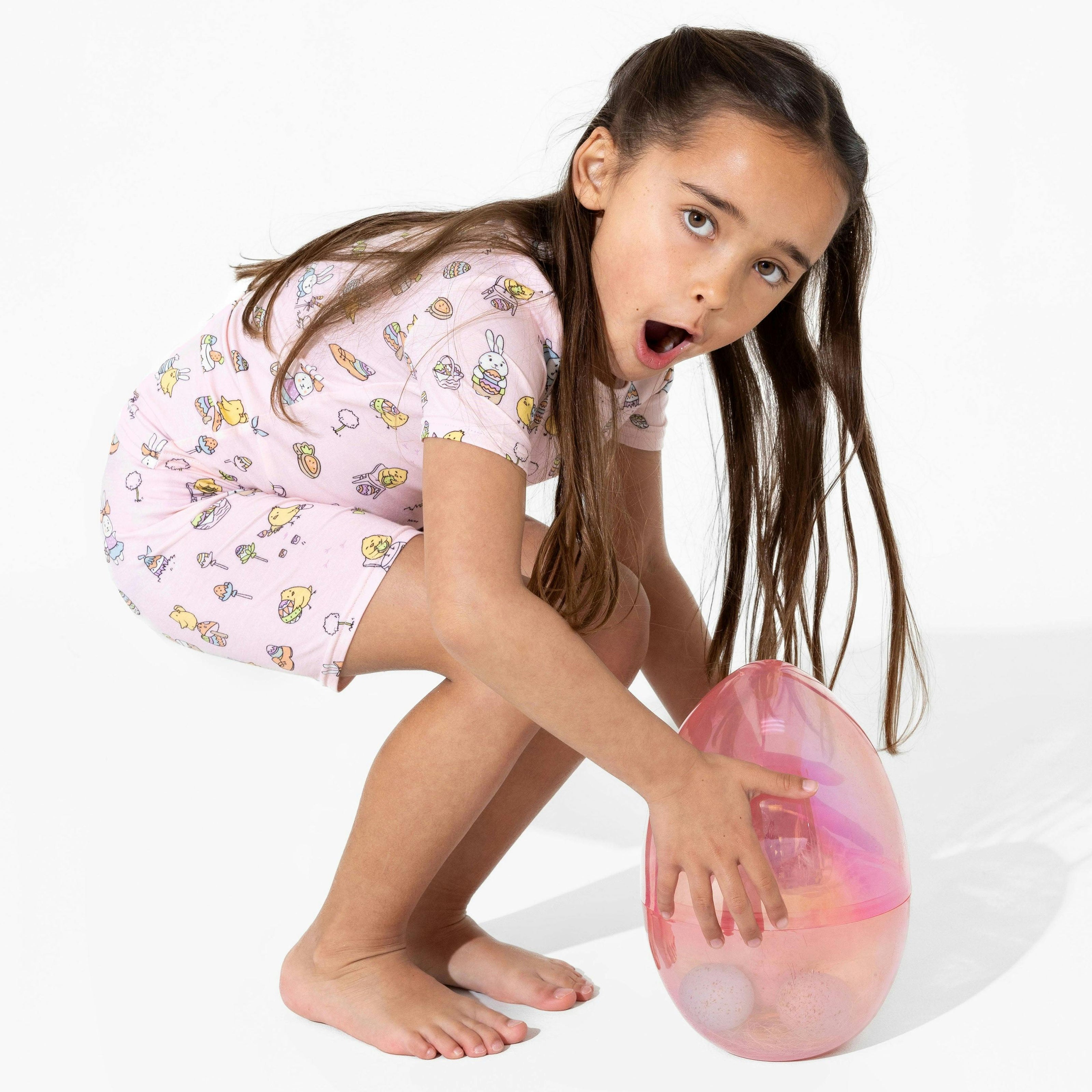 Easter Pink Kids Bamboo Short Set