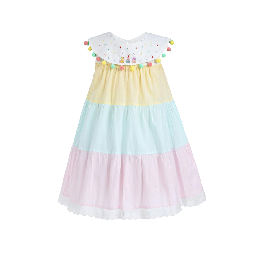 Pastel Nalinee Rainbow Pom‑Pom Dress
