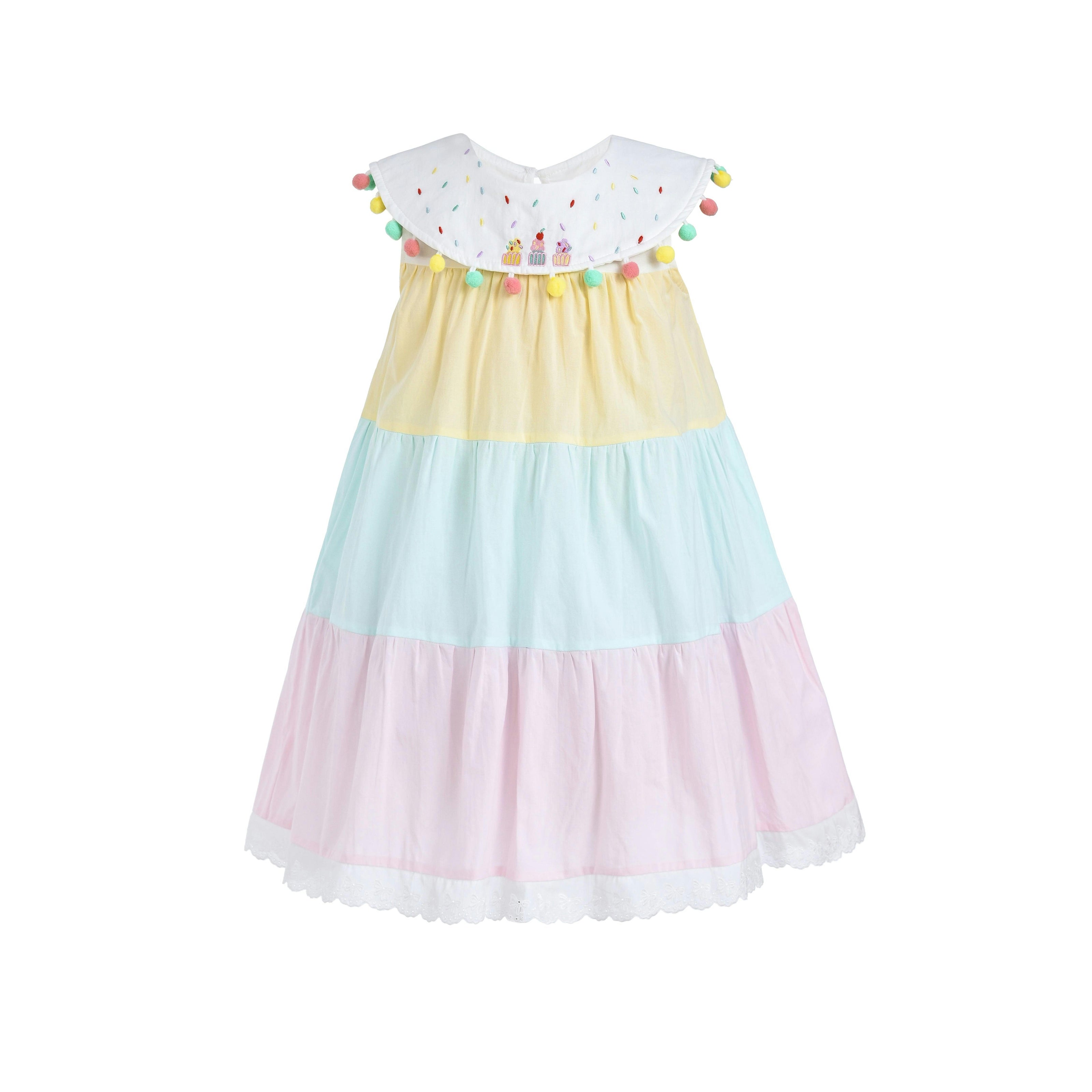 Pastel Nalinee Rainbow Pom‑Pom Dress