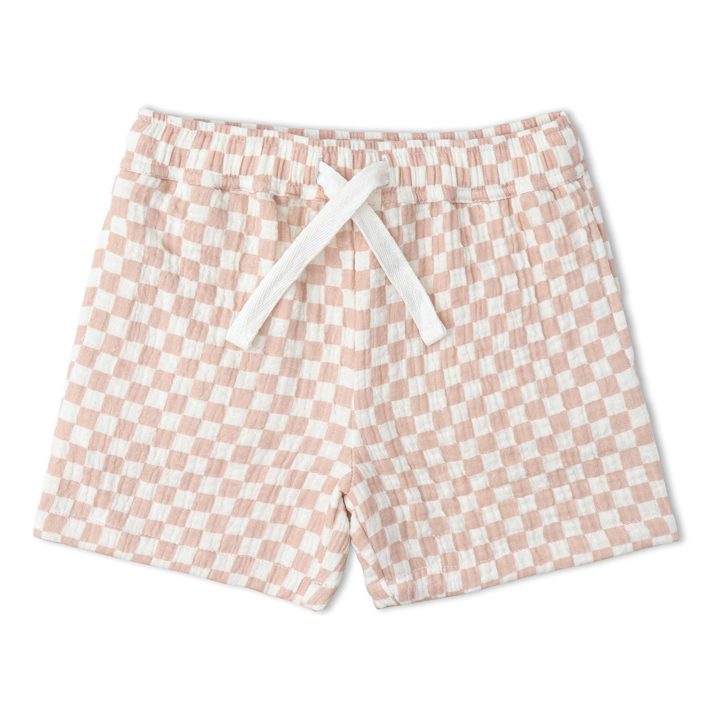 Organic Shirt & Shorts Set - Brick Checks