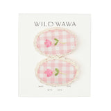 Crochet Clip set in Pink Gingham