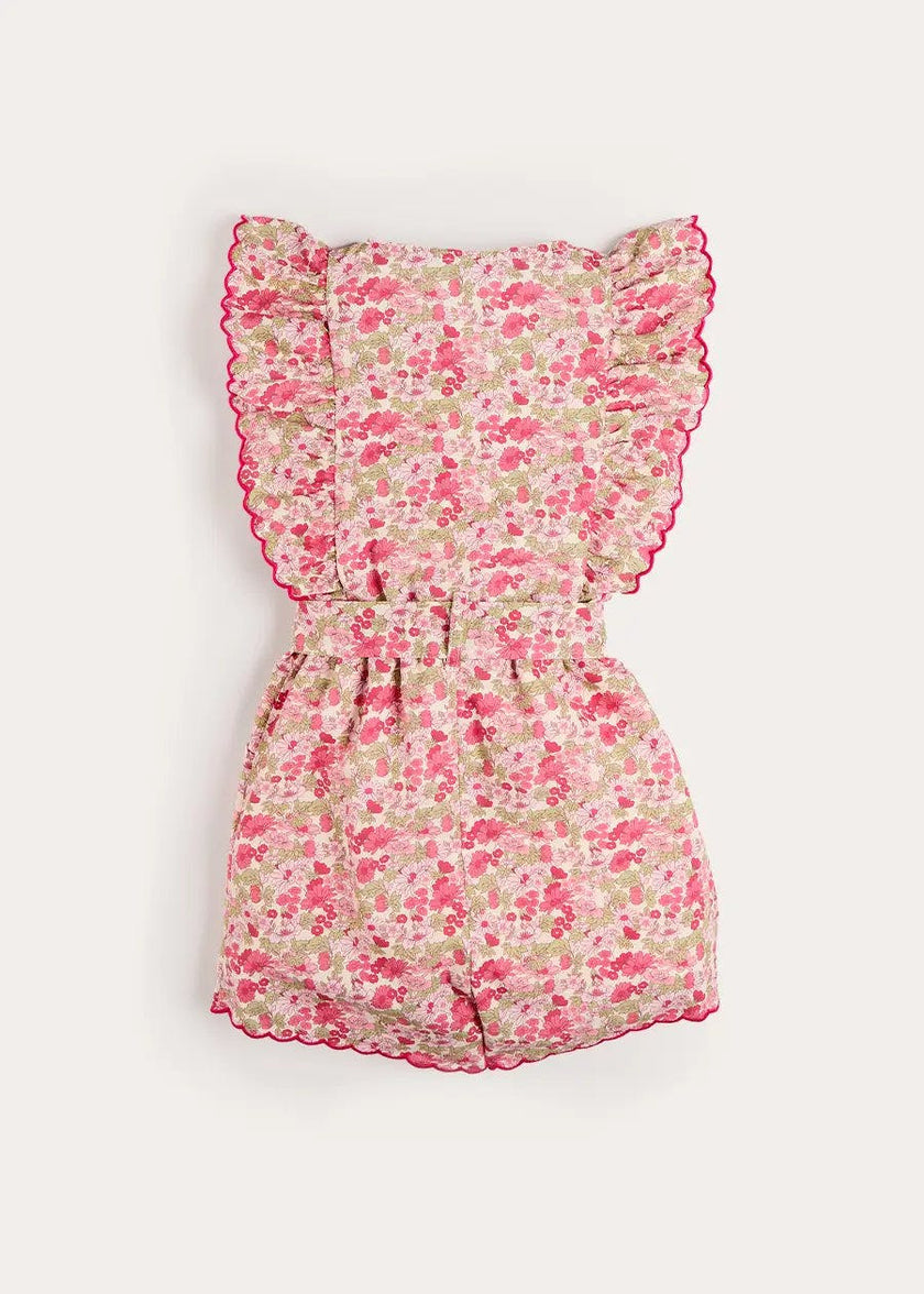 Margret Floral Ruffle Detail Playsuit in Pink (4-12yrs)