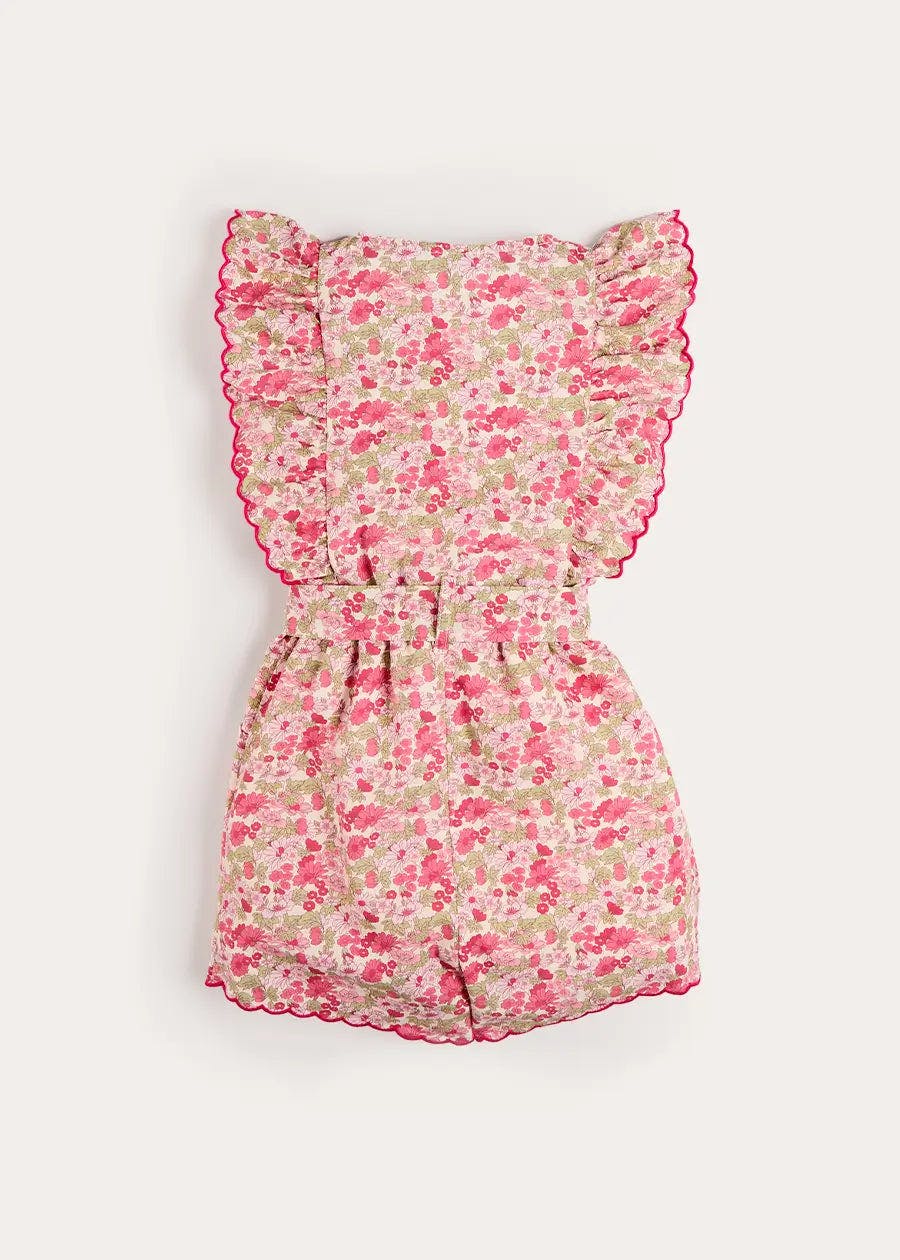 Margret Floral Ruffle Detail Playsuit in Pink (4-12yrs)