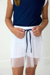 white pleated skort