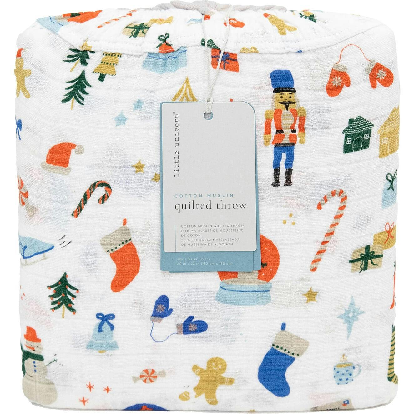 Cotton Muslin Quilted Throw - Christmas Time