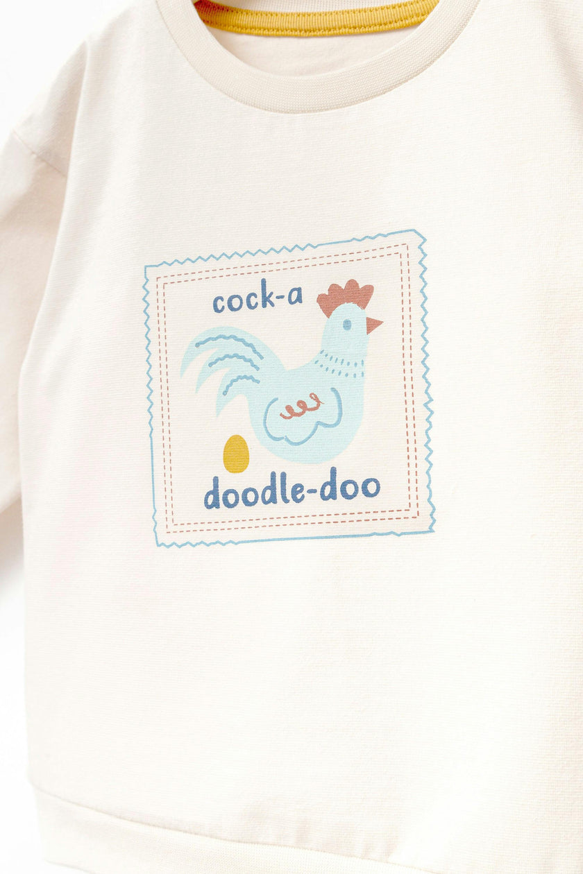 Beige Chicken Graphic Outfit