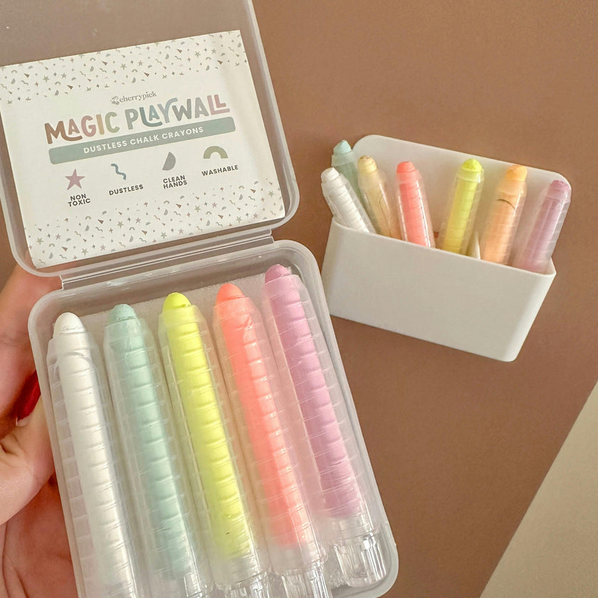 Dustless Chalk Crayons + Magnetic Holder Bundle for Magic Playwall