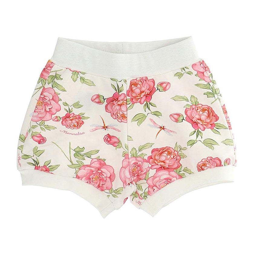 Cream Floral Rose Print Shorts