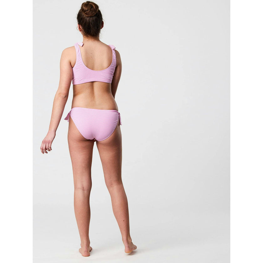 Raspberry Stripe Tie Crop Bikini
